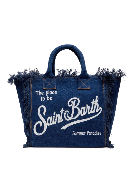 Dark denim fabric Vanity tote bag - MC2 Saint Barth