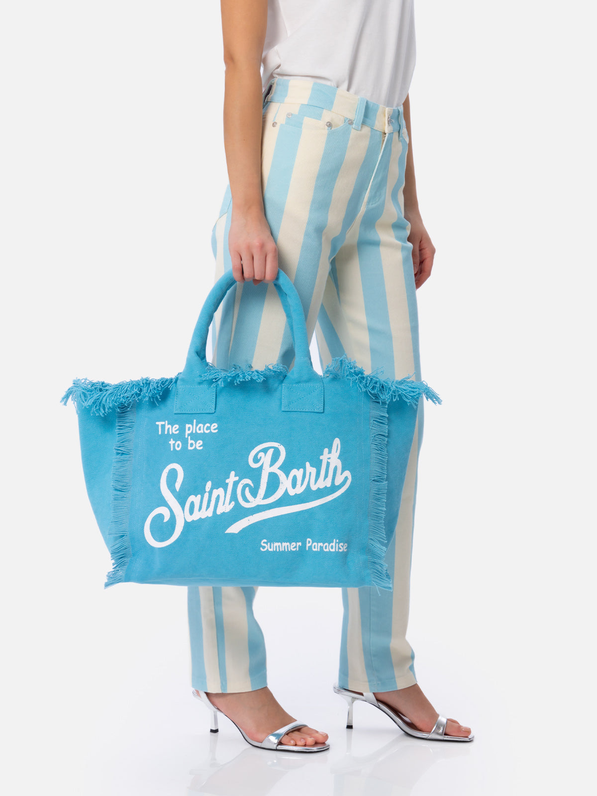 Vanity turquoise canvas shoulder bag - MC2 Saint Barth