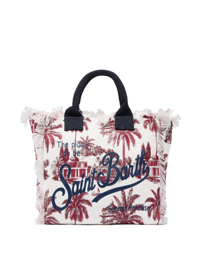 Cotton canvas Vanity tote bag with toile de jouy print | AI CO-CREATED DESIGN BY RICKDICK - POWERED BY RED-EYE - MC2 Saint Barth