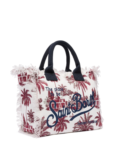 Cotton canvas Vanity tote bag with toile de jouy print | AI CO-CREATED DESIGN BY RICKDICK - POWERED BY RED-EYE - MC2 Saint Barth