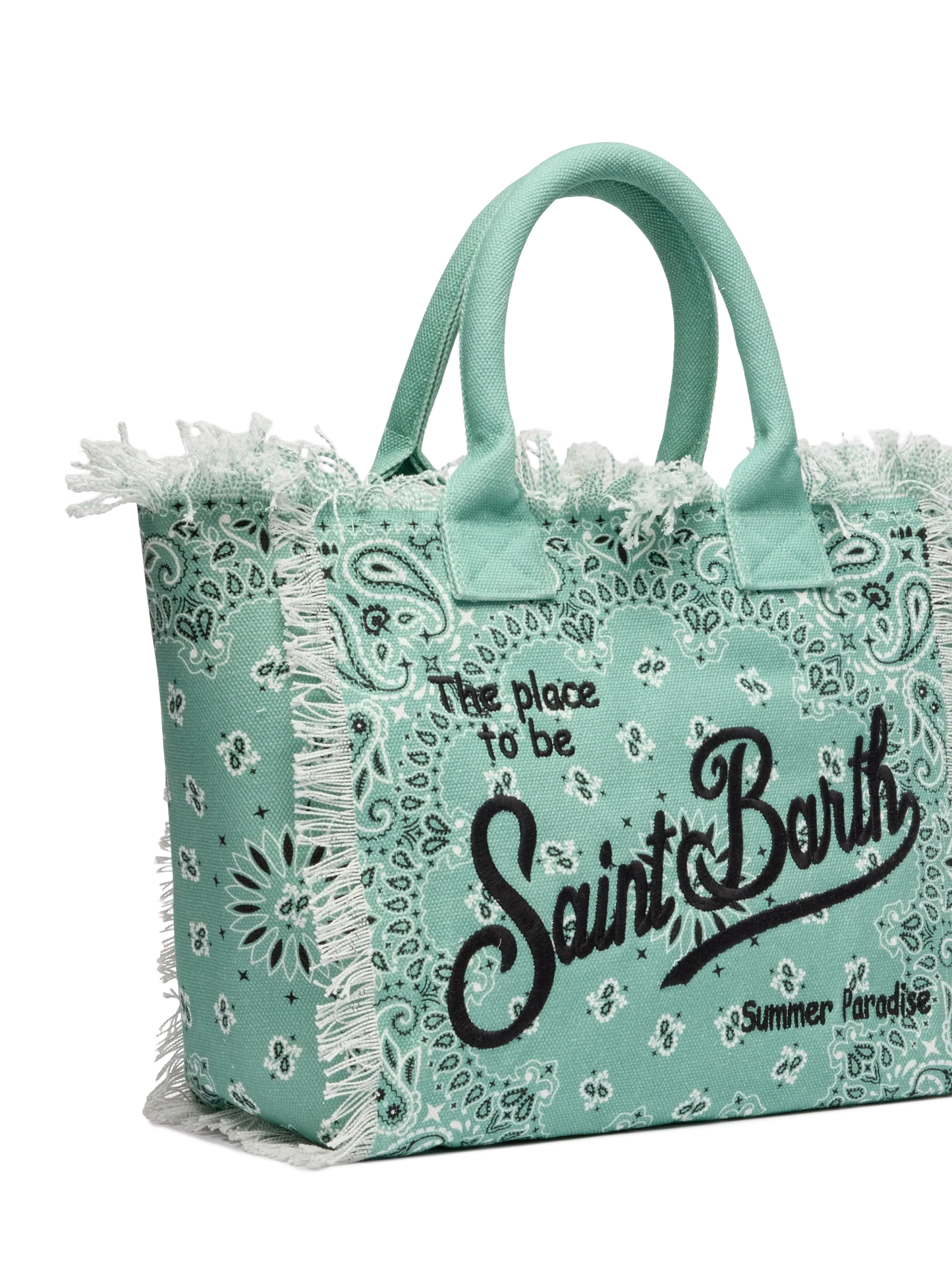 Sage green cotton canvas Vanity tote bag with badanna print