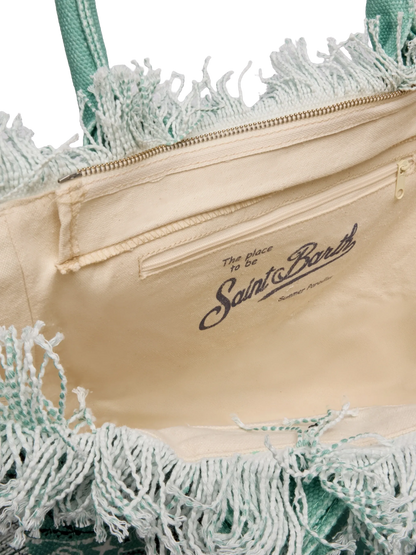 Sage green cotton canvas Vanity tote bag with badanna print - MC2 Saint Barth