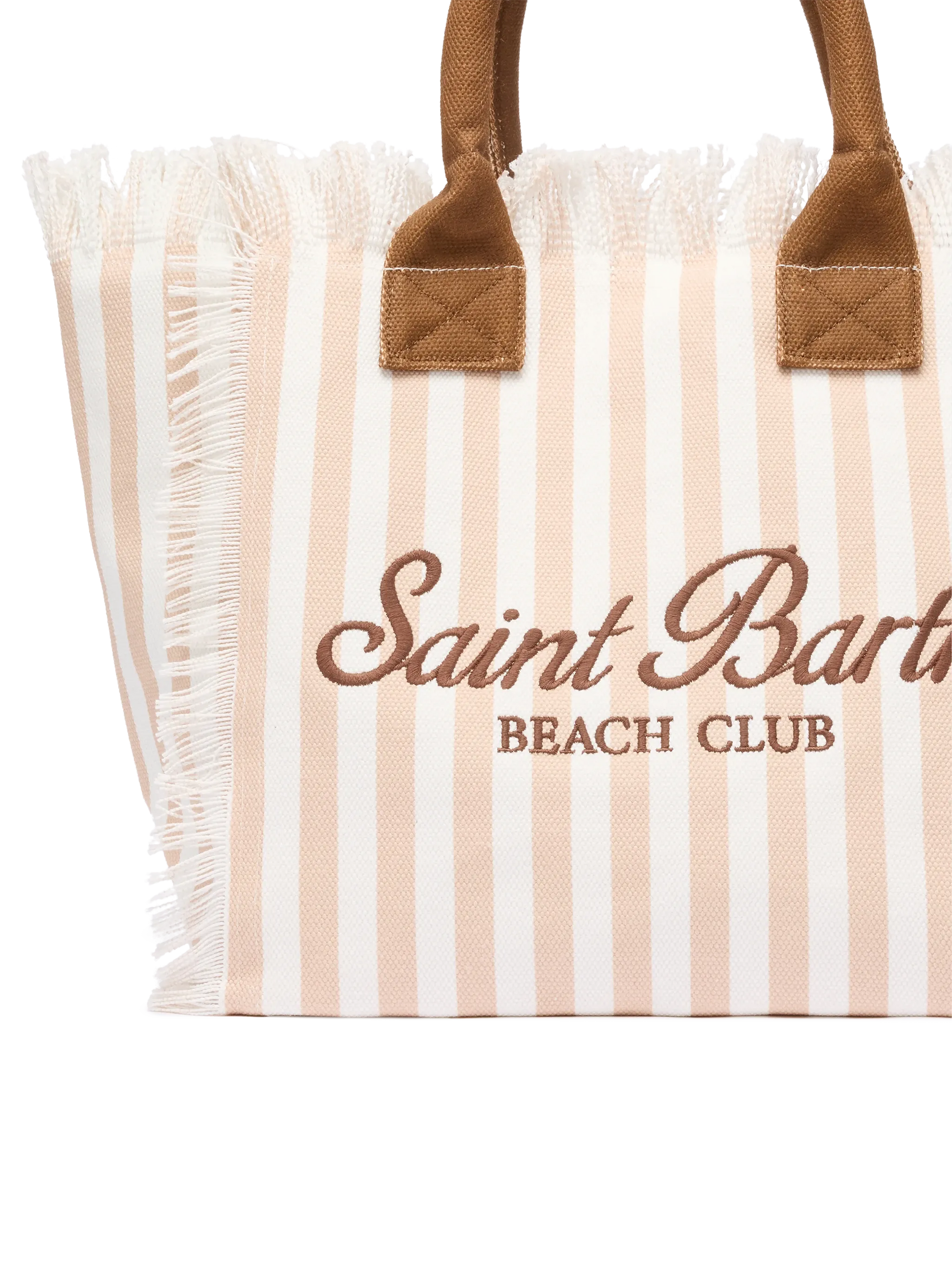 Cotton canvas Vanity tote bag with beige striped print - MC2 Saint Barth