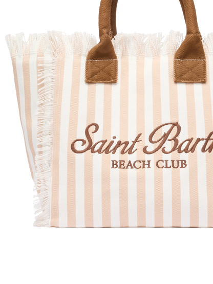 Cotton canvas Vanity tote bag with beige striped print - MC2 Saint Barth