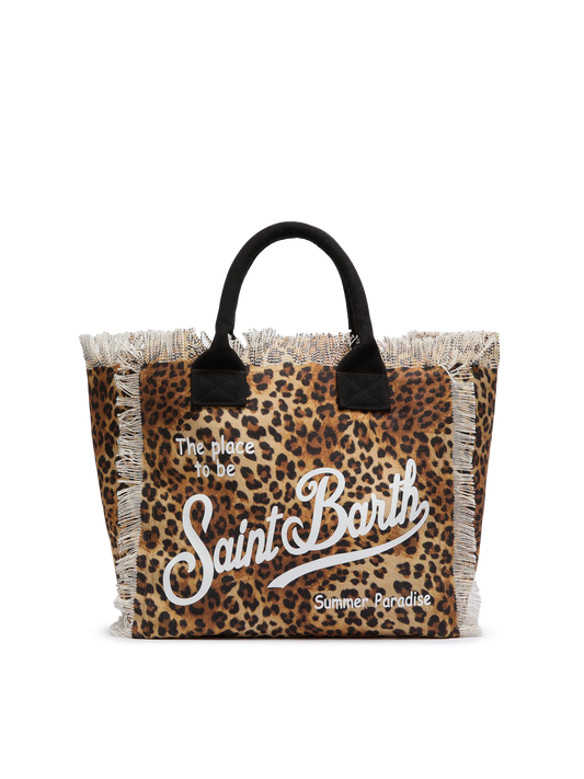 Cotton canvas Vanity tote bag with leopard print - MC2 Saint Barth