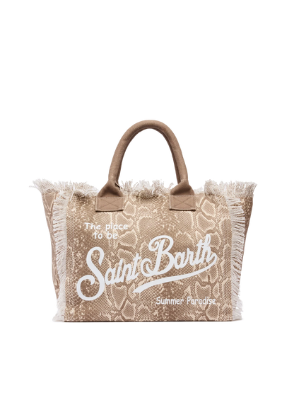 Cotton canvas Vanity tote bag with snake skin print - MC2 Saint Barth