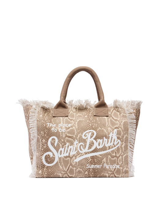 Cotton canvas Vanity tote bag with snake skin print - MC2 Saint Barth