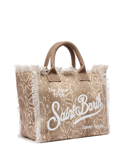 Cotton canvas Vanity tote bag with snake skin print - MC2 Saint Barth
