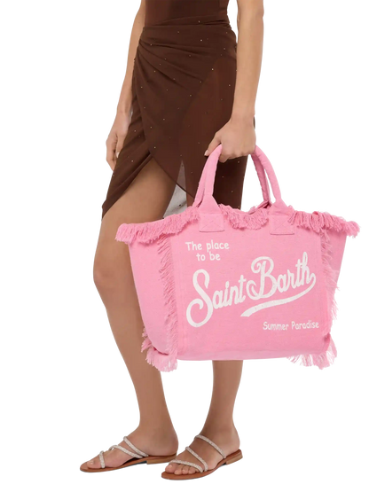 Vanity pink linen shoulder bag