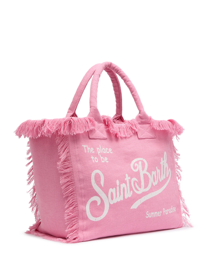 Vanity pink linen shoulder bag - MC2 Saint Barth