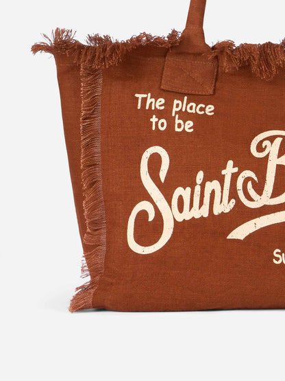 Vanity brown linen shoulder bag - MC2 Saint Barth