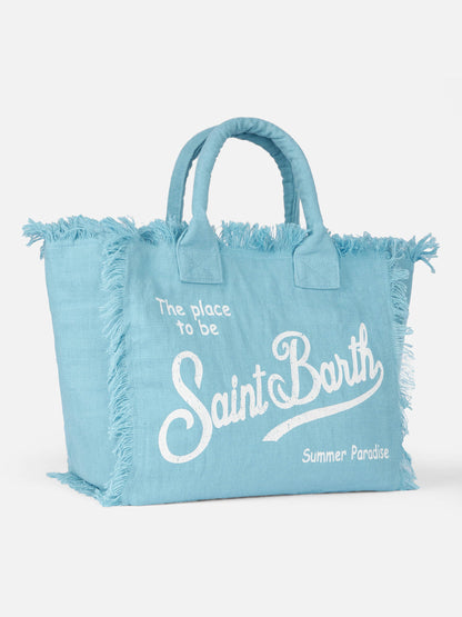 Vanity light blue linen shoulder bag - MC2 Saint Barth