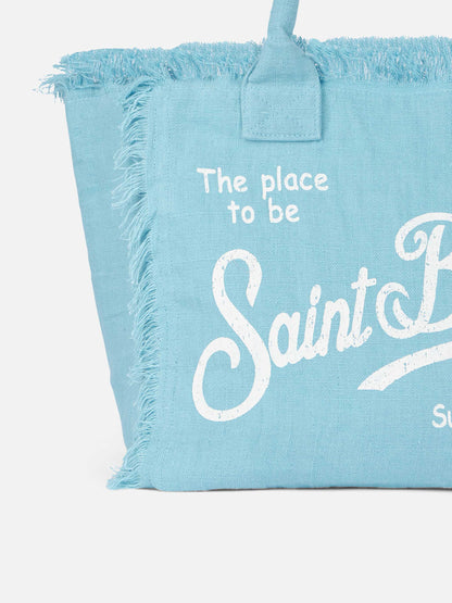 Vanity light blue linen shoulder bag - MC2 Saint Barth