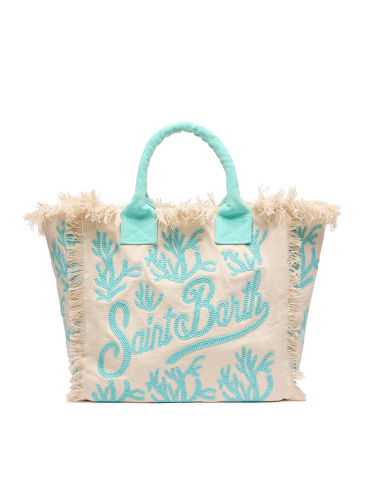 Vanity Rug white and water green cotton tote bag
