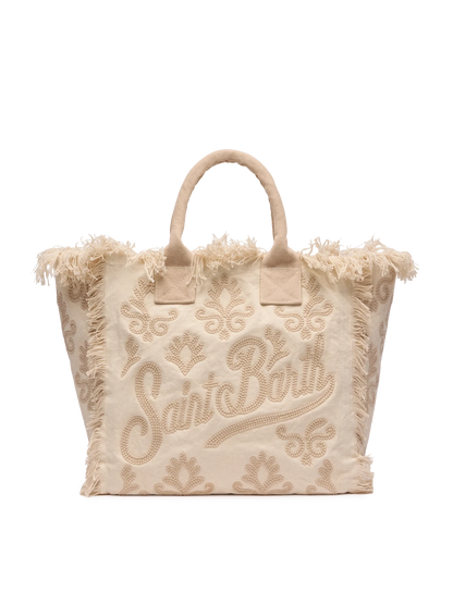 Vanity Rug white and beige cotton tote bag