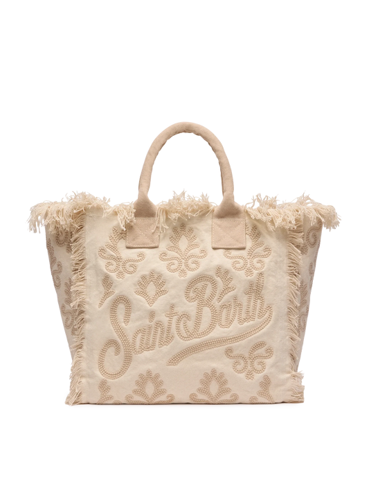 Vanity Rug white and beige cotton tote bag