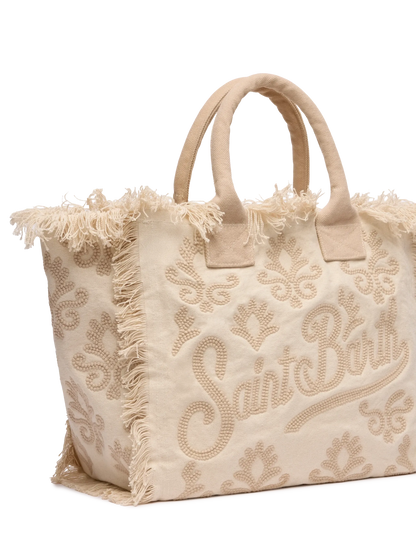 Vanity Rug white and beige cotton tote bag