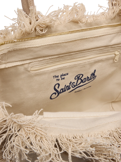 Vanity Rug white and beige cotton tote bag
