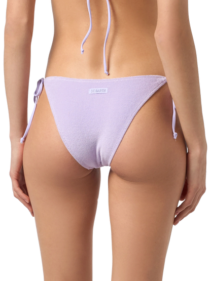 Woman lilac terry triangle bikini Leah Virgo