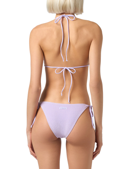 Woman lilac terry triangle bikini Leah Virgo