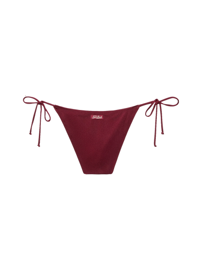 Virgo burgundy classic swim briefs with rhinestone embellishment