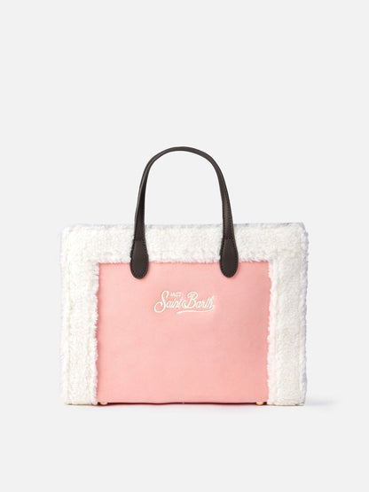 Pink Vivian handbag with sherpa details