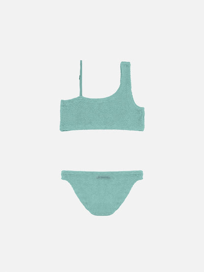 Vivy sage green one-shoulder crinkle bikini