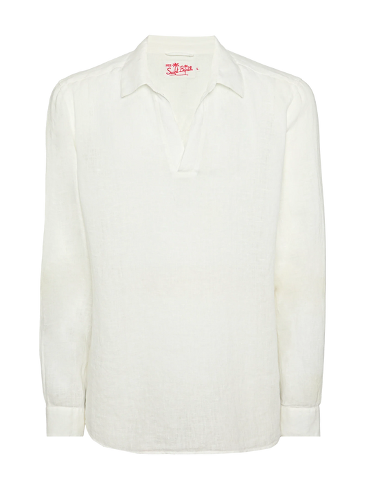 White linen polo shirt Ventotene