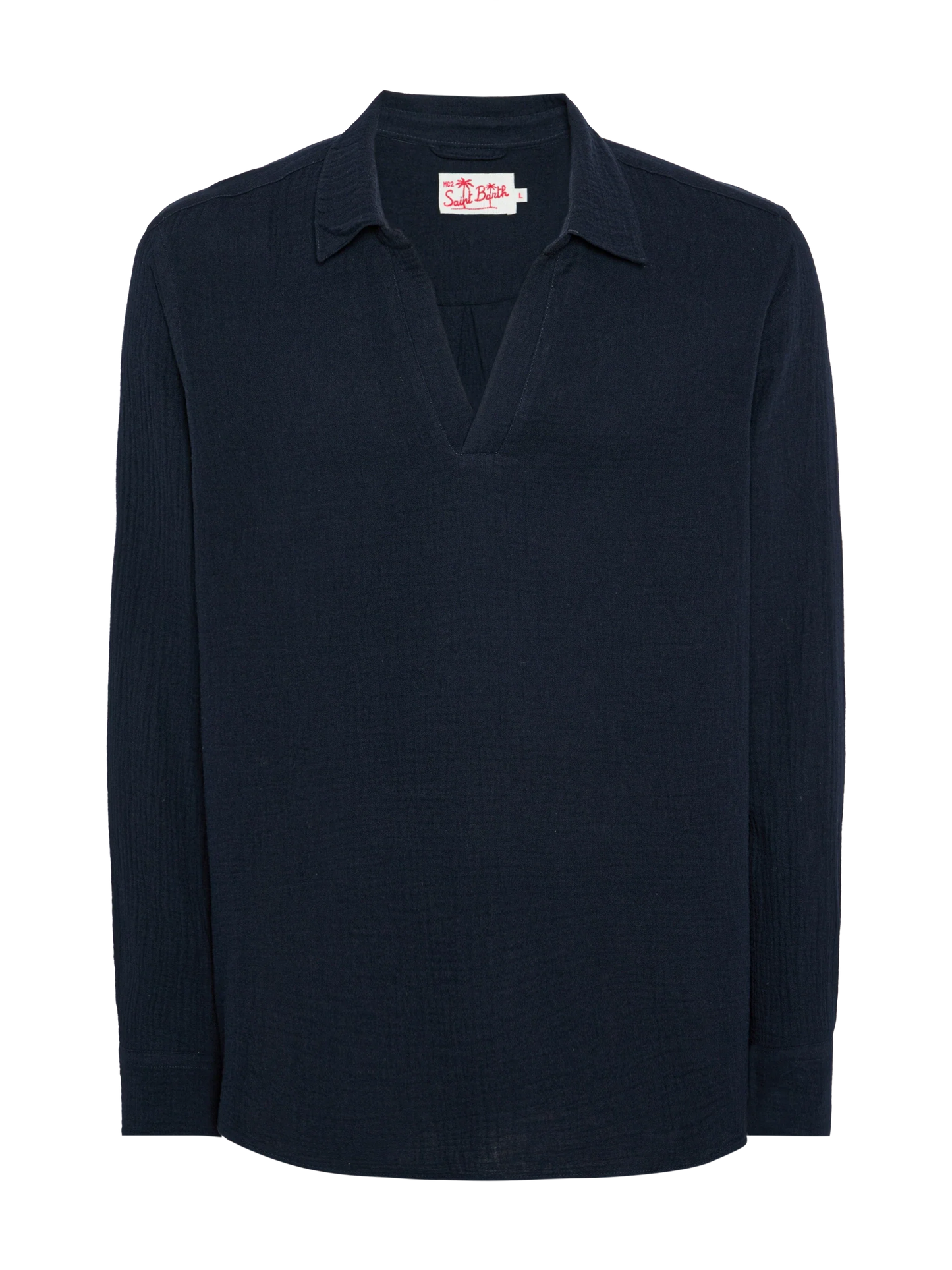 Navy blue cotton gauze polo shirt Ventotene
