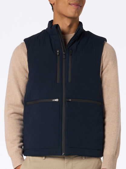 Man navy blue stretch fabric padded vest Vonn