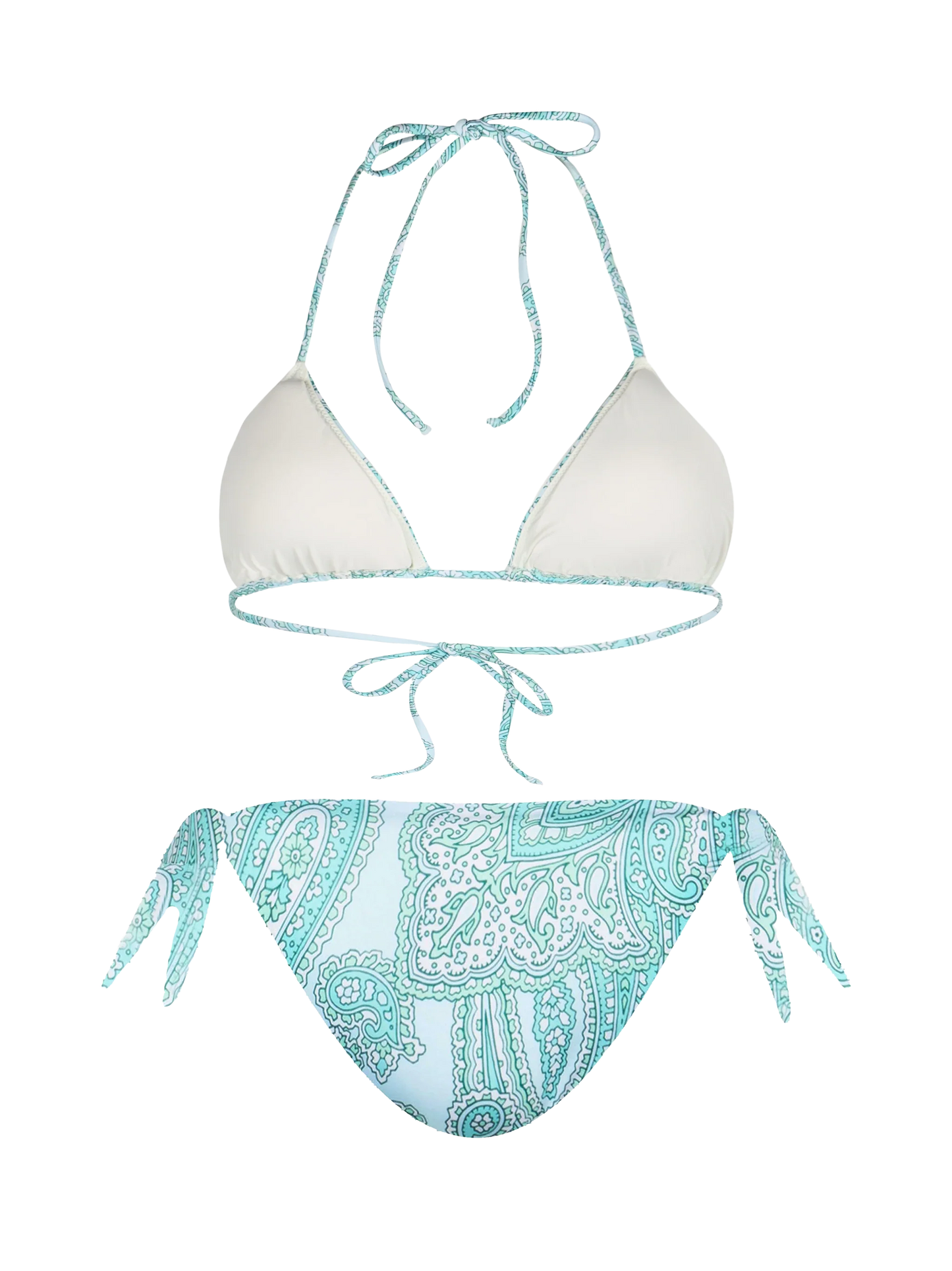 Woman water green paisley triangle bikini Leah Yali