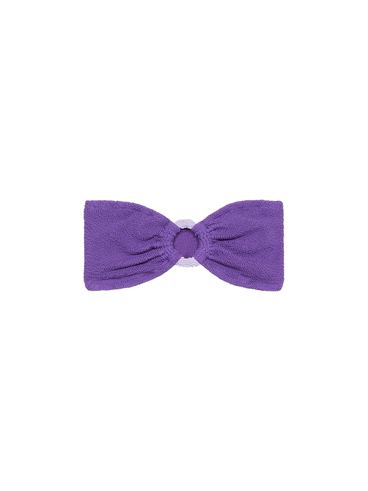 Woman purple crinkle bandeau top swimsuit Yulia