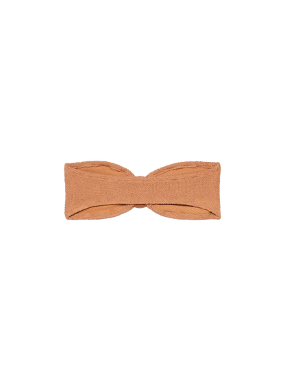 Yulia camel brown crinkle bandeau top