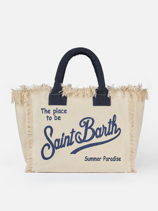 Off-white cotton canvas Vanity tote bag