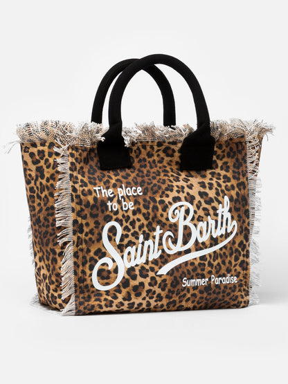 Borsa tote Vanity in tela di cotone animalier