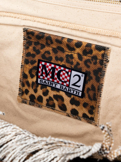 Borsa tote Vanity in tela di cotone animalier