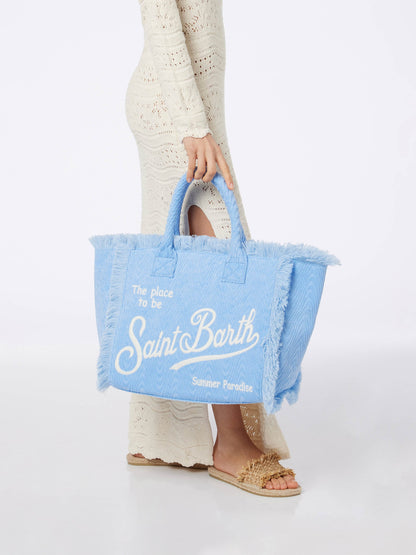Light blue terry embossed Vanity Sponge tote bag - MC2 Saint Barth