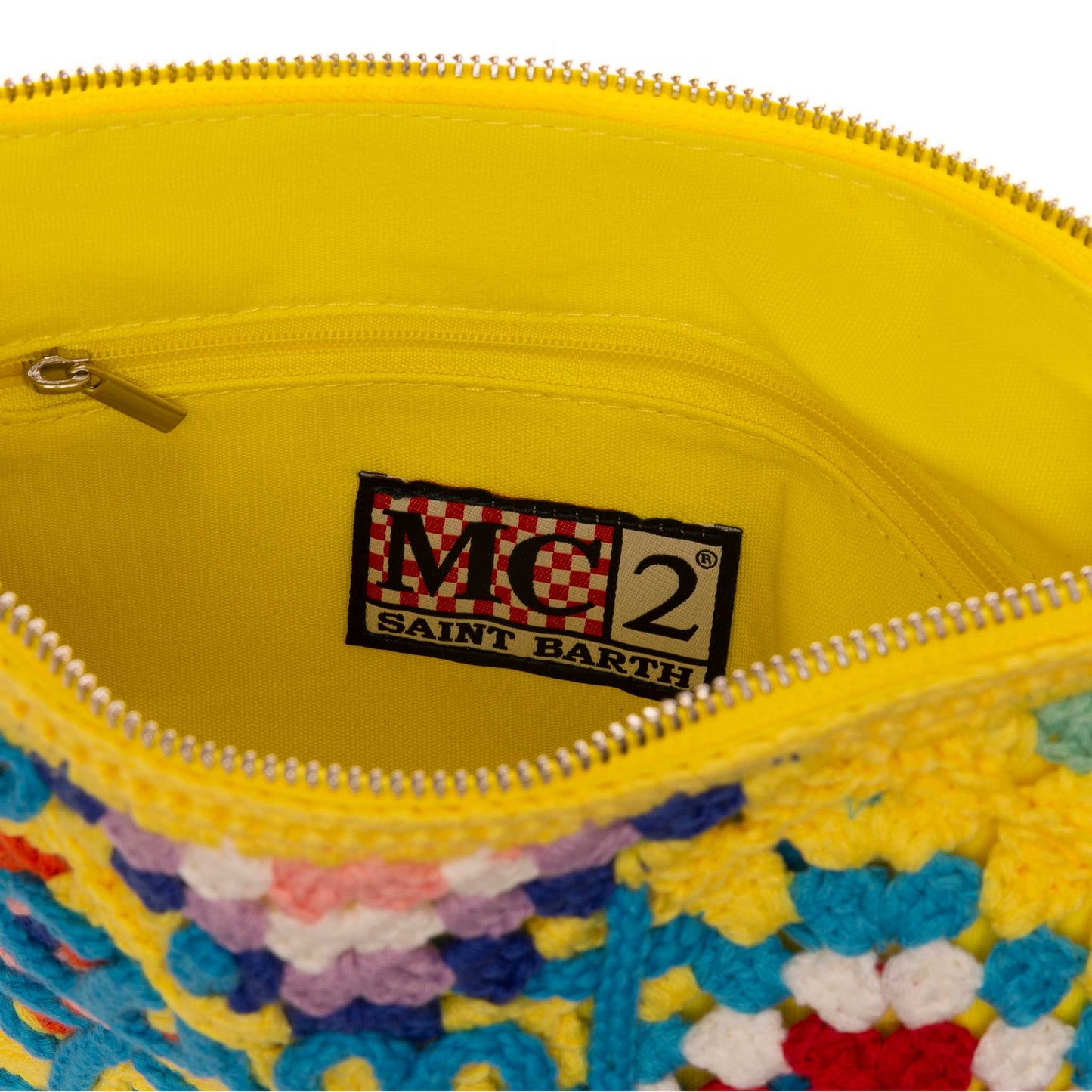 Parisienne yellow crochet pouch bag with Saint Barth embroidery - MC2 Saint Barth