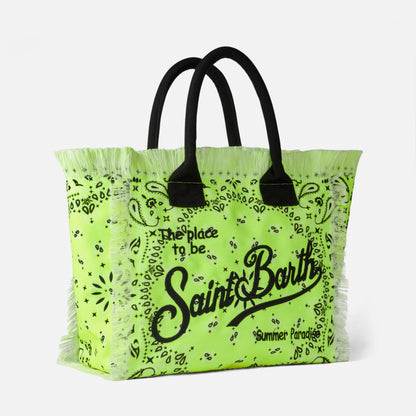Vanity fluo yellow shoulder bag with bandanna print - MC2 Saint Barth