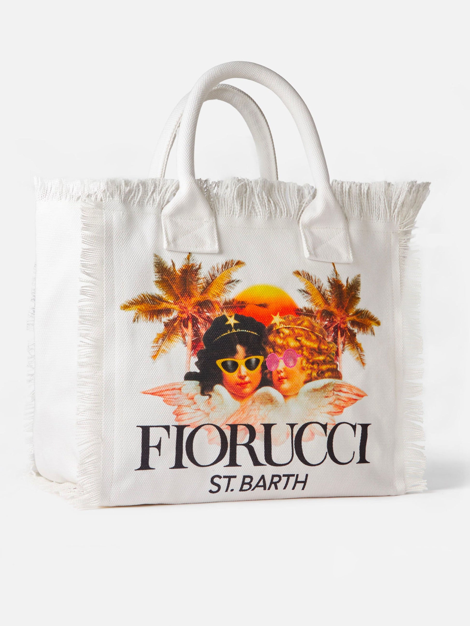 Vanity white canvas shoulder bag with Fiorucci angels print | FIORUCCI SPECIAL EDITION - MC2 Saint Barth