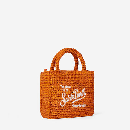 Mini Vanity orange raffia bag with front embroidery - MC2 Saint Barth