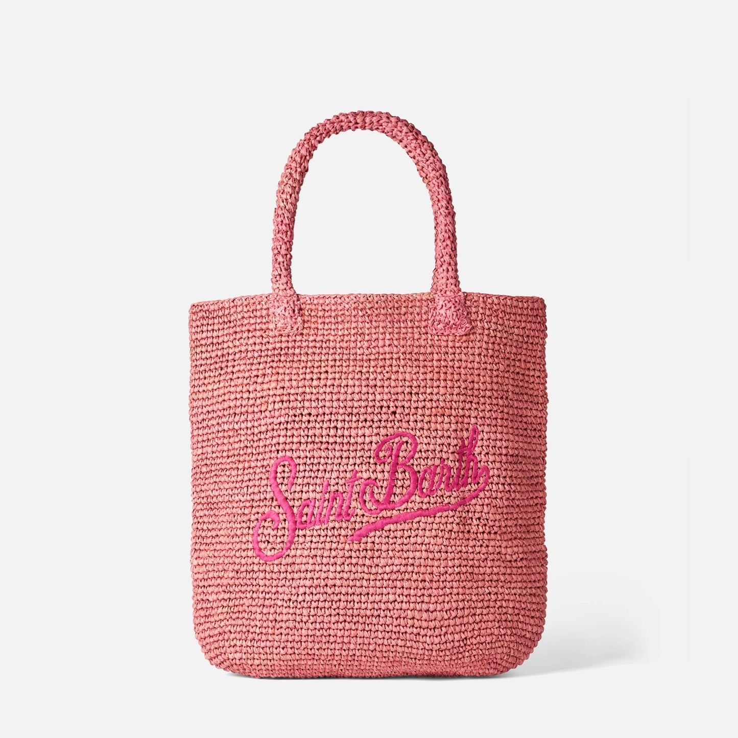 Raffia bucket pink bag with embroidery - MC2 Saint Barth