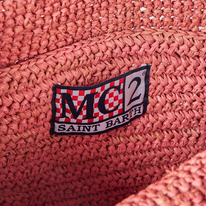 Raffia bucket pink bag with embroidery - MC2 Saint Barth