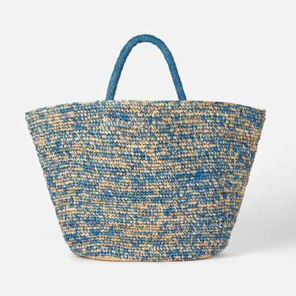 Raffia blue and white bag with front embroidery - MC2 Saint Barth