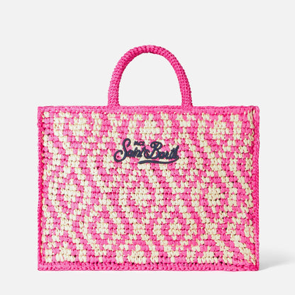 Vanity shoulder raffia bag with Saint Barth embroidery - MC2 Saint Barth