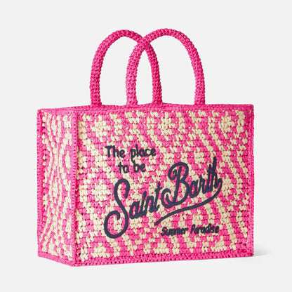 Vanity shoulder raffia bag with Saint Barth embroidery - MC2 Saint Barth