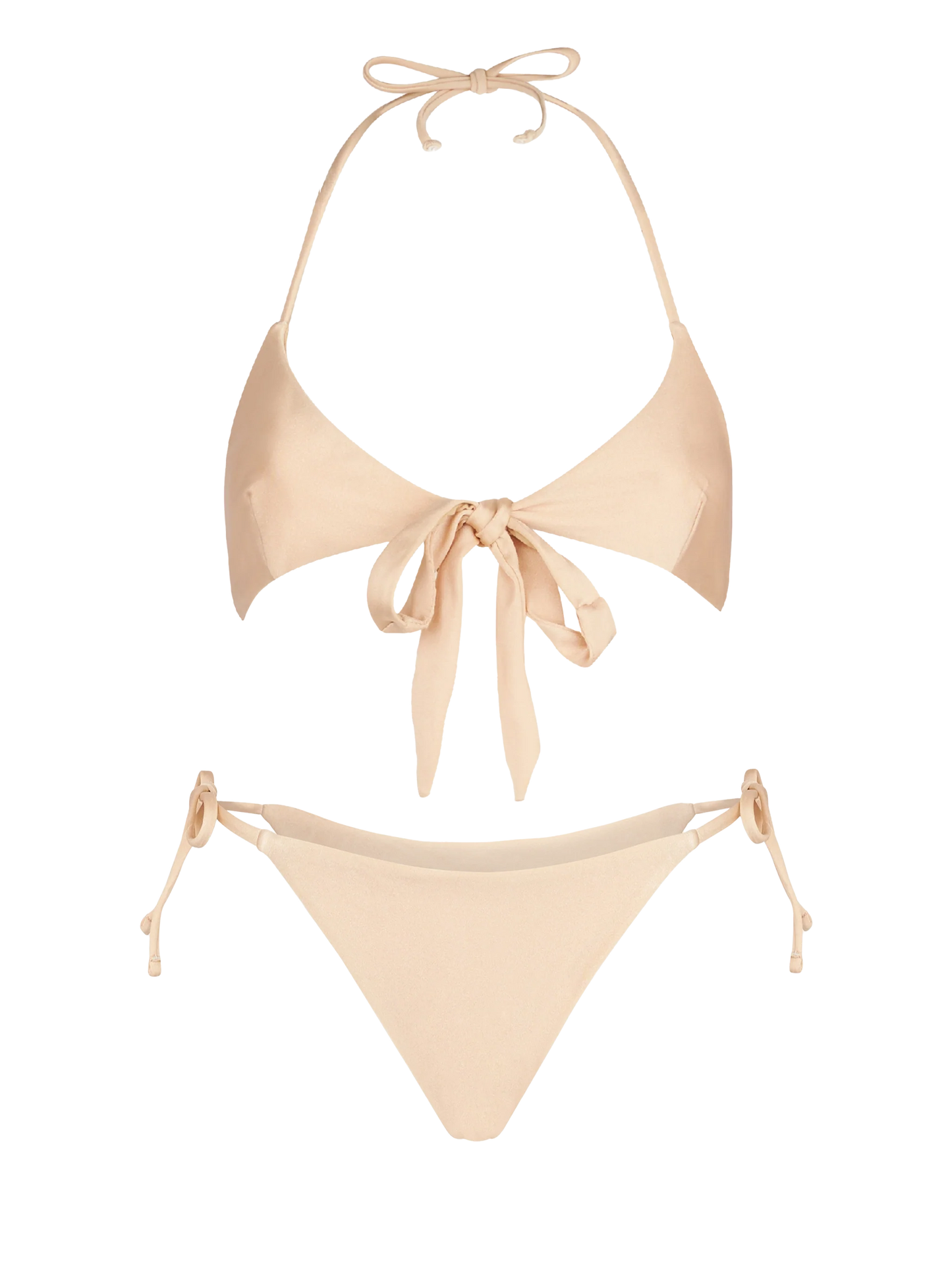 Woman shiny beige wrap triangle bikini